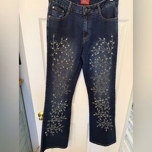 Pair of Vintage Azita Embroidered and Beaded Jeans. Size 6